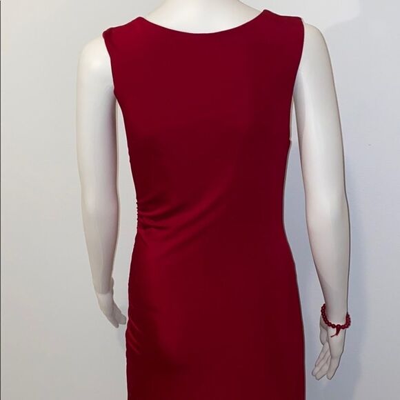 BCBGMaxAzria Burgundy Fitted Midi Slip Dress - Picture 7 of 15